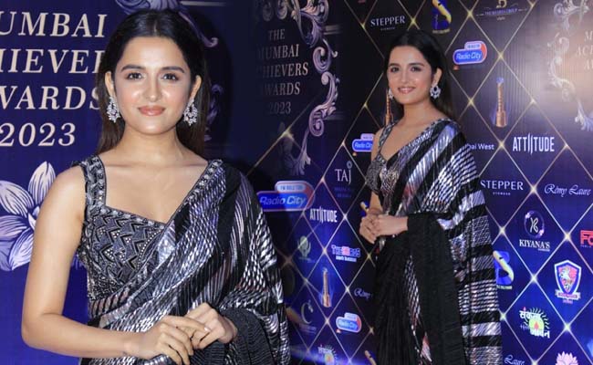 Shirley Setia turns heads in a black-silver saree.